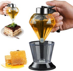 Glass Honey Dispenser 200ml Clear Honey Pot No Drip with Stand and Handle Syrup Dispenser Jar for Breakfast Coffee Kitchen Use Sugar Maple Syrup Container