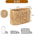 Toilet Paper Storage Basket, Water Hyacinth Slim Toilet Paper Holder - Holds Up to 6 Mega Rolls, Wicker Basket for Bathroom Organization, Natural