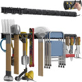 Garage Tool Organizer Wall Mount with 64 inches Rails and 10 Adjustable Heavy-Duty Hooks, Garden Tool Organizer, 14 Pack Carries 630 lbs, Heavy Duty Garage Storage Rack For Yard, Shed, Easy to install