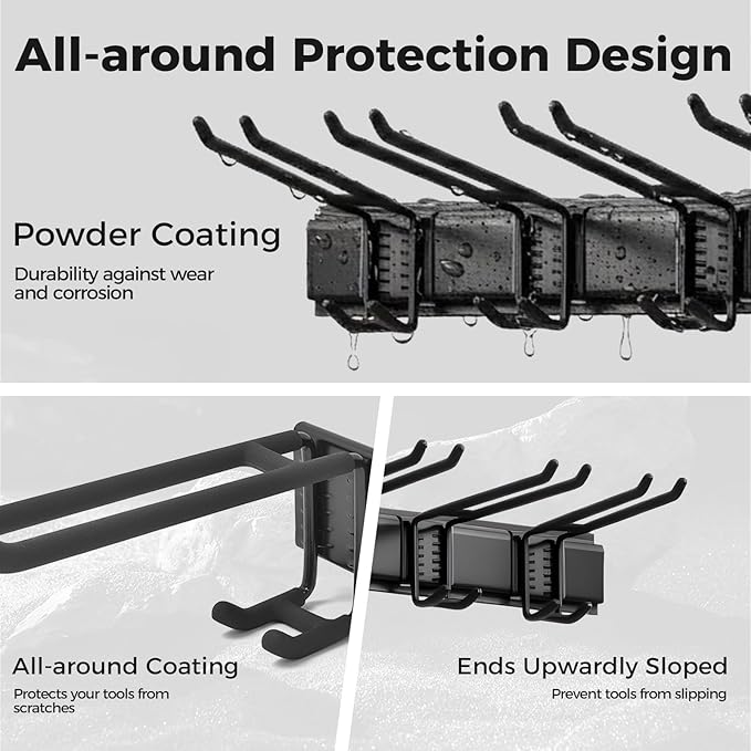 Garage Tool Organizer 32in - Heavy Duty Wall Mount Tool Storage Rack Load 350lb for Mop Rake Broom Shovel Folding Chair