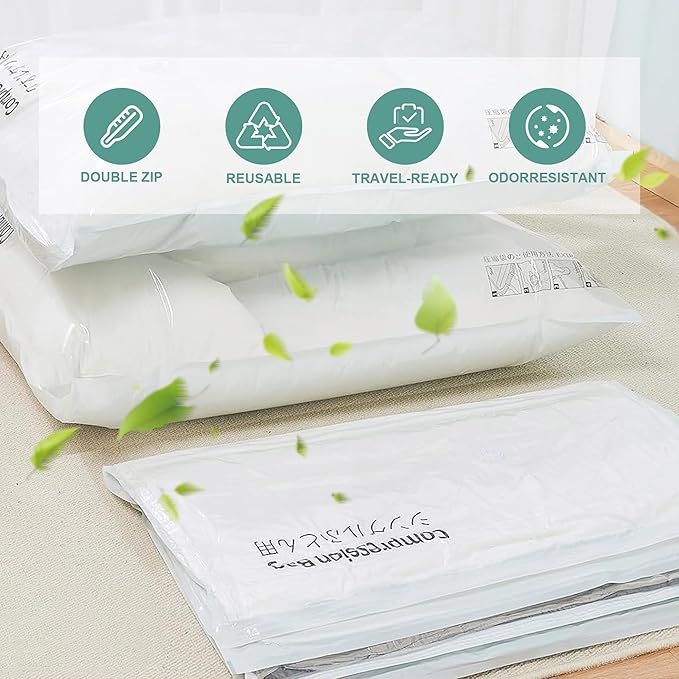 Travel Vacuum Storage Bags with Electric Pump, Multiple Combinations Travel Packing Bags for Luggage and Suitcase, Carry-on Size Compression Space Saver for Clothes and Clothing (C: 8 Large-EPUMP)