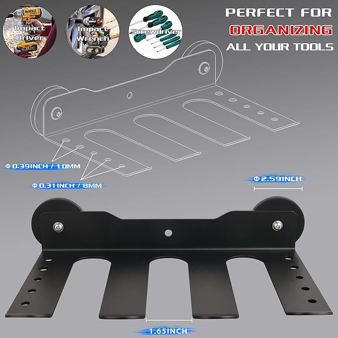 ULIBERMAGNET Power Tool Organizer, 3 Slot Utility Storage Rack Shelf with Screwdriver Holder,Wall Mount Heavy Duty Cordless Drill Holder,Removable Tool Rack Suitable for Garage, Workshop and Warehouse