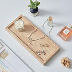 Natural Small Marble Vanity Tray, Luxury Stone Organizer for Bathroom & Kitchen | Holds Soap Dispenser, Jewelry, Perfume | Non-Resin, Non-Ceramic Décor (Travertine, M (11.8" x 5.1" x 0.78"))