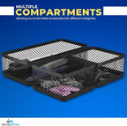 1InTheOffice Mesh Collection Desk Drawer Organizer Tray 3 Compartment - Stackable, Matte Black