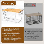 Criusia 2 Large and 2 Small Pantry Organizers and Storage with Bamboo Lids, Stackable Clear Bins for Onion, Potato, Fruit, Vegetables, Trash Bag Dispenser, Kitchen and Under Sink Organizer