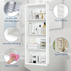 14x36 Recessed Medicine Cabinet, Medicine Cabinet No Mirror, 304 Stainless Steel Medicine Wall Niche with 4-Tiers Shelves, Matte White
