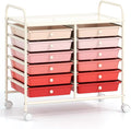 GOFLAME 12-Drawer Rolling Storage Cart, Multifunctional Art Craft Organizer Cart, Mobile Utility Storage Cart with Removable Drawers & Lockable Wheels, Craft Cart for Home Office School, Pink Gradient