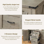 3 Drawer File Cabinet, Farmhouse Lateral Filing Cabinet with Doors Fits Files Letter or A4 Size, Wooden Printer Stand with Open Storage Adjustable Shelf for Home Office, Rustic Grey