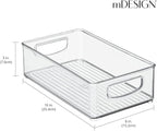 mDesign Small Plastic Bathroom Storage Container Bins with Handles for Organization in Closet, Cabinet, Vanity or Cupboard Shelf, Accessory Organizer - Ligne Collection - 2 Pack - Clear