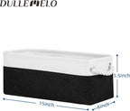 DULLEMELO Toilet Paper Storage Basket, Toilet Paper Basket for Back of Toilet, Bathroom Storage Basket for Cosmetics Towels Toilet Paper, Toilet Tank Basket with Rope Handles for Toilet(White&Black)