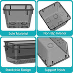 7 PCS Clear Plastic Drawer Organizers Set, 4 Size Desk Drawer Organizer Trays for Makeup, Jewelry, Kitchen Utensils, Gadgets and Office Accessories, Black