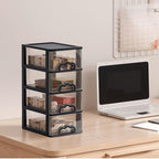 Desktop Organizer with 4 Drawers, Clear Plastic Storage Drawer Unit, Small Desk Organizer Storage Box, Durable Storage Bin Container Case for Countertop Stationery Pens Makeup Office Supplies