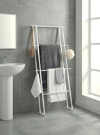Metal Leaning Ladder Towel Rack, 4-Tier Blanket Stand for Bathroom Living Room, No Drilling Quilt Storage Organizer