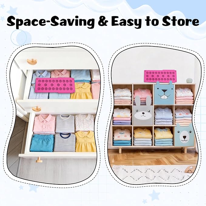 Geniusidea Shirt Folding Board Kids Clothes Folder, Quickly Fold Shirts & Pants & Small Clothes, Laundry Folding Tool with Space-Saving Design, Durable Material Easy Storage Organizer Pink