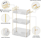 3 Tier Bathroom Organizer Countertop Makeup Perfume Tray Skincare Organizer Comes with Hair Dryer Rack and Toothbrush Holder for Bathroom Dresser Vanity (White)