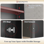 Keonjinn 16" x 24" Black Medicine Cabinets for Bathroom with Mirror Recessed or Surface Wall-Mounted Aluminum Alloy Framed Beveled Mirror, Single Door Metal Bathroom Vanity Mirror with Storage Cabinet