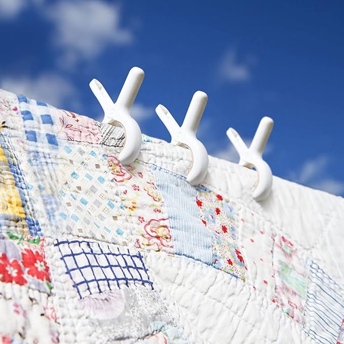 6 Pack Plastic Clothes Pins with Strong Anti-Rust Springs,Heavy Duty Beach Towel Clips,Laundry Clothespins to Keep Your Towel, Clothes, Blankets to Dry on Clothesline and Hanging Rack