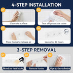 YASONIC 9-Pack Shower Caddy Adhesive Replacement - Transparent Shower Adhesive Strips, No Drilling Hooks for Bath Storage Shelves, Kitchen Racks, Basket & Soap Holder
