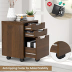 Giantex 3 Drawer Mobile File Cabinet Rolling Cabinets Filler with Lockable Casters, Vertical Deep Storage Filing Cabinet for Home & Office Printer Stand