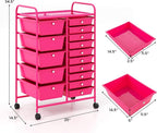 Giantex 15 Drawers Rolling Cart, Classroom Organizers, Storage Cart with Wheels, for Teacher Office Home School Supplies Tool Craft Art Paper