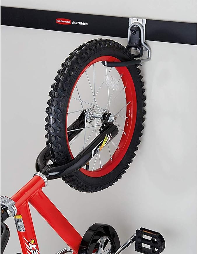 Rubbermaid Fasttrack Heavy-Duty Universal Garage Bicycle Storage Vertical Hanging Wall Hook Bike Rack for Bicycles up to 50 Pounds (4 Pack)