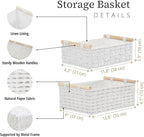 DECOMOMO White Wicker Baskets, Back of Toilet Basket, Bathroom Basket Organizer, Countertop, Home Decor (White, Set of 2)