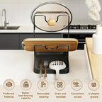 Kitchen Pot Lid Storage Rack, 2-Tier Lids Holder with Detachable Drip Tray While Cooking, Multifunctional Countertop Organizer for Cutting Boards, Ladles and Pan Covers