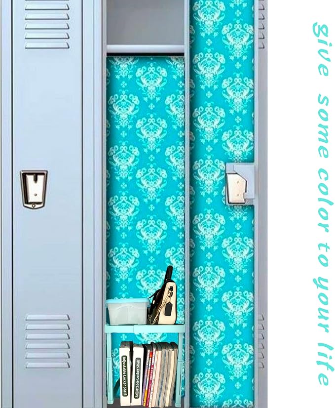 Adjustable Locker Shelf for School, Height and Width Adjustable Locker Organizer for Work, Stackable Locker Tools for Gym Lockers, Back to School Essentials, Mint Blue