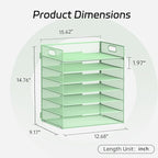 7 Tier Paper Organizer - Mesh Desktop File Holder with Handles for Office School Desk, Black (Mint green)
