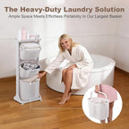 3-Tier Laundry Sorter Cart with Wheels, Large 75L Capacity Hamper Organizer, Rolling Storage with Removable Mesh Bins for Heavy Duty Use in Home, Dorm, Apartment (17.32"x13.1"x42.59")
