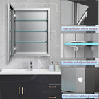 Bathroom Medicine Cabinet with Mirror, 16x20 Inch Small Mirror Cabinet, Assembly Needed, Aluminum Alloy Frame with Mirror, Surface or Recessed Medicine Cabinet with Removable Glass Shelves