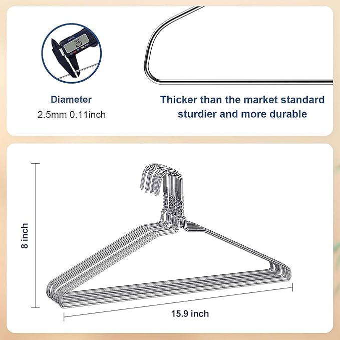 SPECILITE Wire Metal Clothes Hangers Bulk 250 Pack for Standard Size Suits, Coats, Shirts, Pants, Skirts, Space Saving, Non Slip,16 Inch 12 Gauge Ultra Thin, Silver