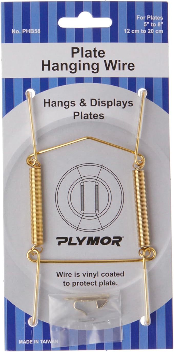 Plymor Shiny Gold Finish Wall Mountable Plate Hanger, 4.625" H x 2.5" W x 0.5" D (for Plates 5" - 8"), Pack of 2