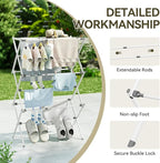 APEXCHASER Clothes Drying Rack, Foldable & Extendable Laundry Rack with Adjustable Size (14.57in-35.43inW), Space-Saving, Rust-Resistant Frame & Floor Protection for Indoor/Outdoor Use, White