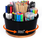 Marker Organizer For 300 Markers, 360° Rotating Art Supply Storage Organizer, Pen Holder For Desk School Home Black
