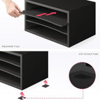 Ballucci Paper Organizer, 3-Tier Stackable Wood Desk Organizer, Document File Organizer and Mail Sorter with Adjustable Storage Shelves, Black
