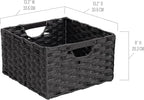 Seville Classics Premium Handwoven Portable Laundry Bin Basket with Carrying Handles, Household Storage for Clothes, Linens, Sheets, Black, Rectangular (2-Pack)