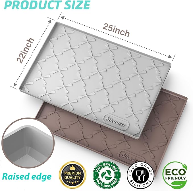 SIKADEER 25" x 22" Under Sink Mat Waterproof, Silicone Mat Kitchen Drawer Shelf and Cabinet Liner, Sink Protector for Kitchen Organizers and Storage, Boot Tray Pet Food Mats