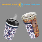 Reusable Neoprene Insulator Sleeve for Iced Coffee & Cold Soda, Coffee Sleeves for Iced & Hot Drinks, Cold Beverage Cooler Compatible with Starbucks, Dunkin (Lightning Flags, Large: 32oz)