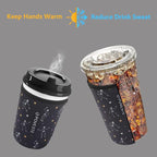 Reusable Neoprene Insulator Sleeve for Iced Coffee & Cold Soda, Coffee Sleeves for Iced & Hot Drinks, Cold Beverage Cooler Compatible with Starbucks, Dunkin (Dance Skull, Small: 16-18oz)