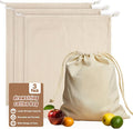 Cotton Storage Bags With Drawstrings - Rainflow 3 Pack 15x17 Inch Reusable Produce Bags Cotton Produce Bags Washable Muslin Storage Bags for Fruit Onion Storage Clothes Shopping Home Supplies