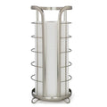 BROOKSTONE Toilet Paper Holder Stand Reserve - Free Standing Toilet Paper Stand with Storage that Holds Mega Rolls, Standing Bathroom Tissue Organizer, Bathroom Decor - Modern Storage Holder, Nickel