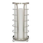 BROOKSTONE Toilet Paper Holder Stand Reserve - Free Standing Toilet Paper Stand with Storage that Holds Mega Rolls, Standing Bathroom Tissue Organizer, Bathroom Decor - Modern Storage Holder, Nickel