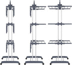 HOMIDEC Clothes Drying Rack, Oversized 4-Tier(67.7" High) Foldable Stainless Steel Drying Rack Clothing, Movable Drying Rack with 4 castors, 24 Drying Poles and 14 Hooks for Bed Linen, Clothing, Grey