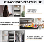 Criusia Drawer Organizer Clothes 12 Pack - Dresser Organizer Bins for Closet, Bedroom, Nursery Organization and Storage - Divider for Sock, Underwear, Bra, Baby Clothes, Small Toys