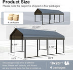 10x20 FT Heavy Duty Metal Carport - Galvanized Steel Car Shelter Garage Kits for 1 Car, RVs, Boats & Outdoor Storage