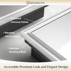 Keonjinn 17" x 25" Silver Bathroom Medicine Cabinets with Mirror, Recessed or Surface Wall-Mounted Aluminum Alloy Framed Beveled Mirror with Storage, 2 Adjustable Shelves for Bath Modern