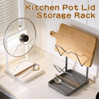 2 Tier Pot Lid Holder Rack for Kitchen Storage, Multifunctional Pan Lid Organizer for Countertop, Kitchen Spoon Rest with Lid Holder Rack for StoveTop White