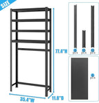 Over The Toilet Storage Shelves 5-Tier Metal Shelving Above Over Toilet Storage Shelf Adjustable Bathroom Organizers and Storage for Laundry Room, Balcony, Living Room, Kitchen, 77.4"H×35.4"W×11.8"D