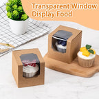 BOOMIBOO 75 Pack Individual Cupcake Containers, Cupcake Boxes with Window, Food Grade Cupcake Holders with Inserts, Stackable Deep Cupcake Carrier (Brown)
